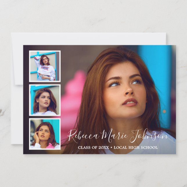 Simple Photo Collage Modern Graduation Announcement (Front)