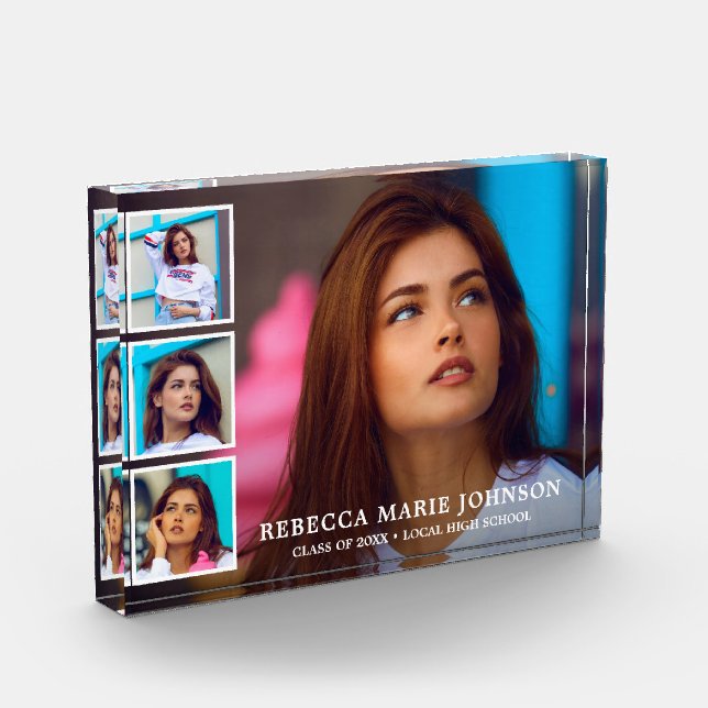 Simple Photo Collage Modern Graduation Block (Left)
