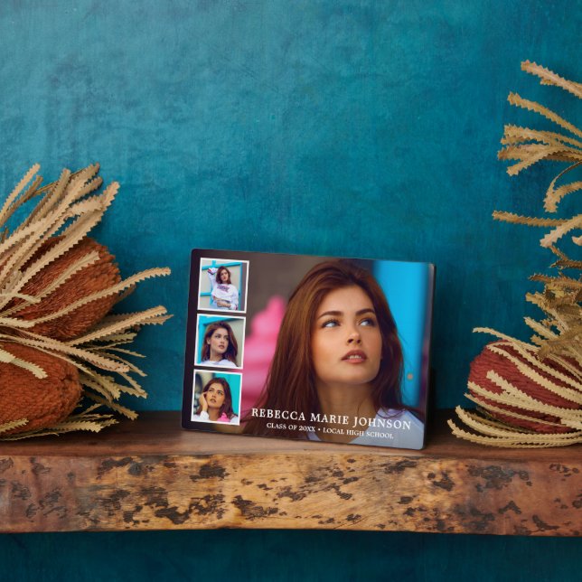 Simple Photo Collage Modern Graduation Plaque (Side)