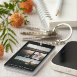 Simple Photo Collage Modern Key Ring<br><div class="desc">Modern keychain featuring a simple and minimaldesign with a photo collage of four of your favourite wedding pictures over a black background.  Below are your names in an elegant script along with your wedding date.  The back has a full size vertical photo.</div>