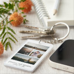 Simple Photo Collage Modern Key Ring<br><div class="desc">Modern keychain featuring a simple and minimal black and white design with a photo collage of four of your favourite wedding pictures.  Below are your names in an elegant script along with your wedding date.  The back has a full size vertical photo.</div>