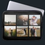 Simple Photo Collage Modern Laptop Sleeve<br><div class="desc">Modern laptop sleeve featuring a simple and minimal black design with a photo collage of six of your favourite wedding pictures.  This elegant laptop sleeve is perfect for a newlywed bride.</div>