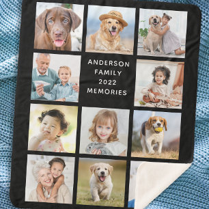Simple Photo Collage Personalised 11 Picture Sherpa Blanket