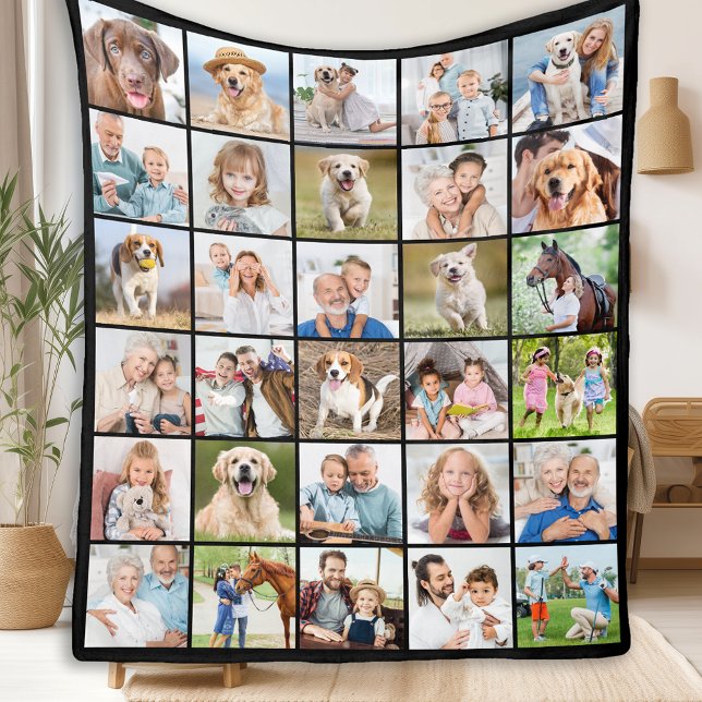 Simple Photo Collage Personalised 30 Picture Fleece Blanket (Creator Uploaded)