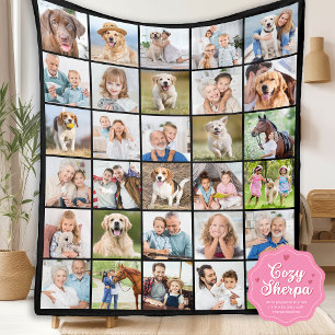 Simple Photo Collage Personalised 30 Picture Sherpa Blanket