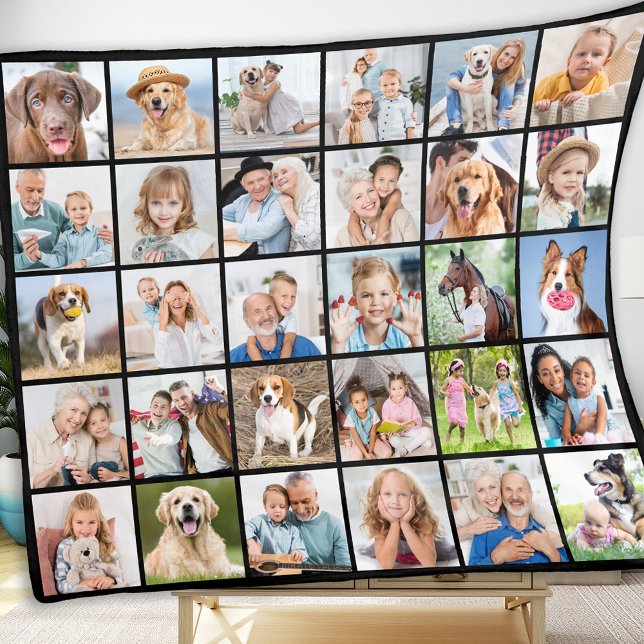 Simple Photo Collage Personalised Multi 30 Picture Fleece Blanket (Creator Uploaded)