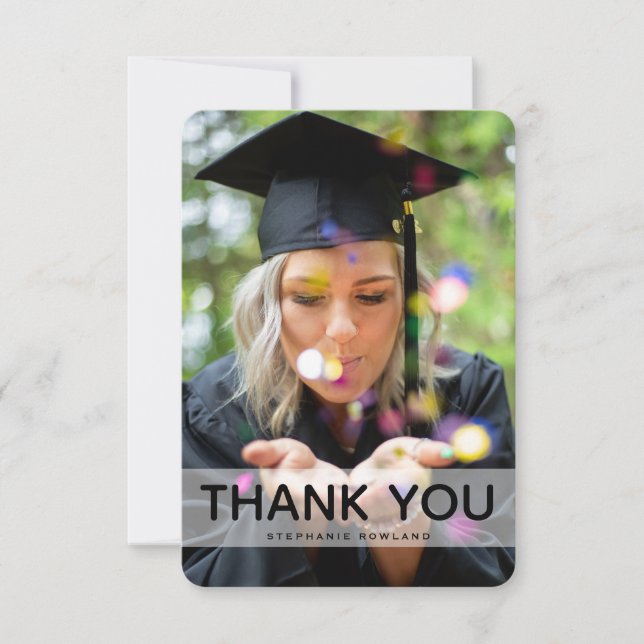Simple Photo & Custom Message Graduation Thank You Card (Front)