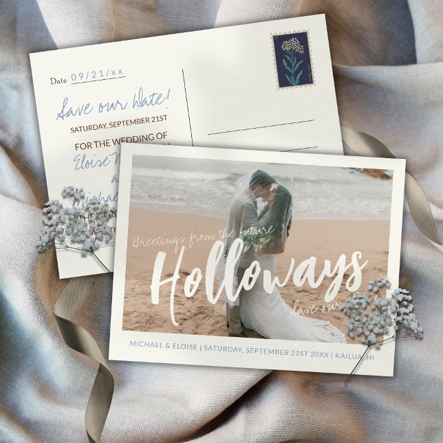 Simple Photo Destination Wedding Save the Date  Announcement Postcard (Simple Photo Destination Wedding Save the Date Announcement Postcard)