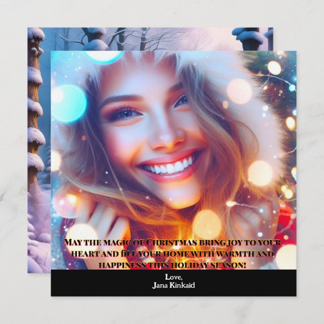 Simple Photo  Elegant Christmas Card (Front/Back)