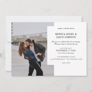 Simple Photo Elegant White Wedding Invitation