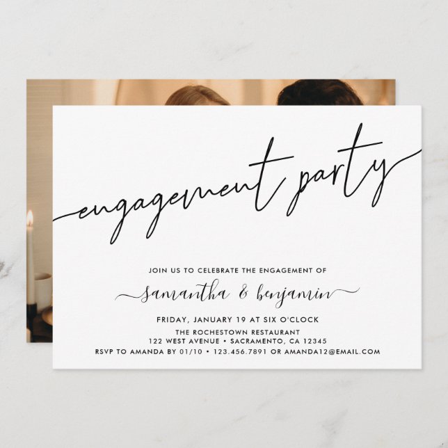 Simple Photo Engagement Party Invitation (Front/Back)