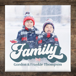 Simple Photo Family Retro Typography  Magnet