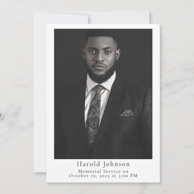 Simple Photo Funeral Announcement (Front)