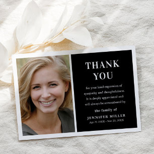 Simple Photo Funeral Keepsake Thank You Card