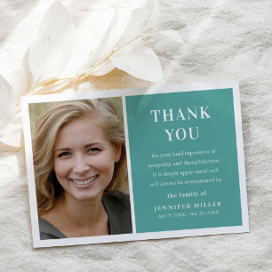 Simple Photo Funeral Keepsake Thank You Card