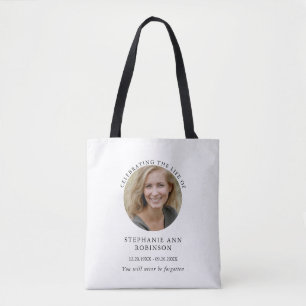 Simple Photo Funeral Memorial Keepsake Tote Bag