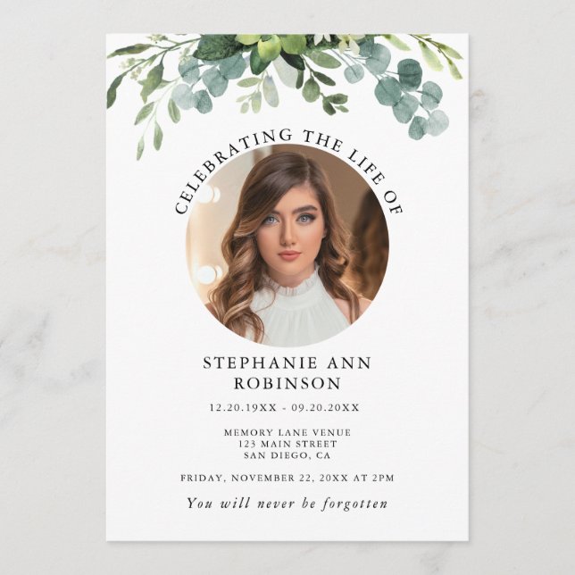 Simple Photo Funeral Memorial Order of Service Program (Front)