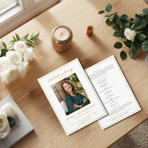 Simple Photo Funeral Memorial Order Of Service Program