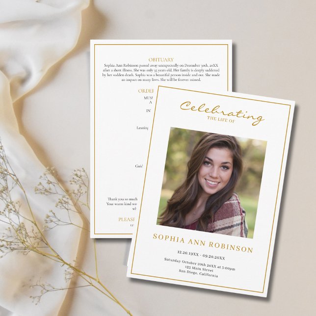 Simple Photo Funeral Memorial Order Of Service Program (Creator Uploaded)