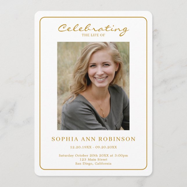 Simple Photo Funeral Memorial Order Of Service Program (Front)