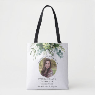 Simple Photo Funeral Memorial Order of Service Tote Bag
