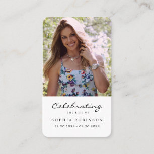 Simple Photo Funeral Memorial Prayer Card