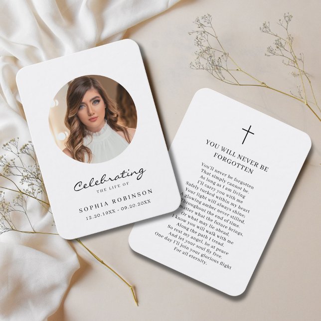 Simple Photo Funeral Memorial Prayer Card (Creator Uploaded)