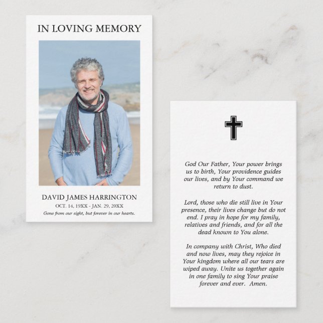 Simple Photo Funeral Prayer Card (Front/Back)