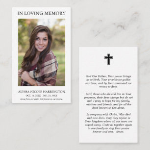 Simple Photo Funeral Prayer Card