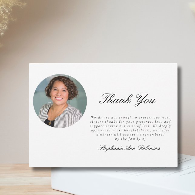 Simple Photo Funeral Remembrance Thank You Note Card (Creator Uploaded)