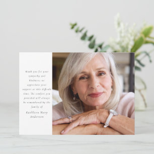 Simple Photo Funeral Sympathy Thank You Card