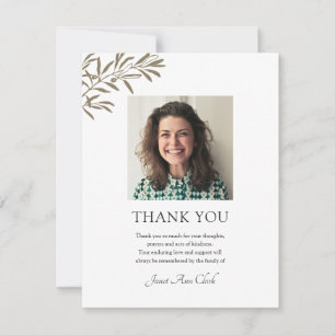 Simple Photo Funeral & Sympathy Thank You Card