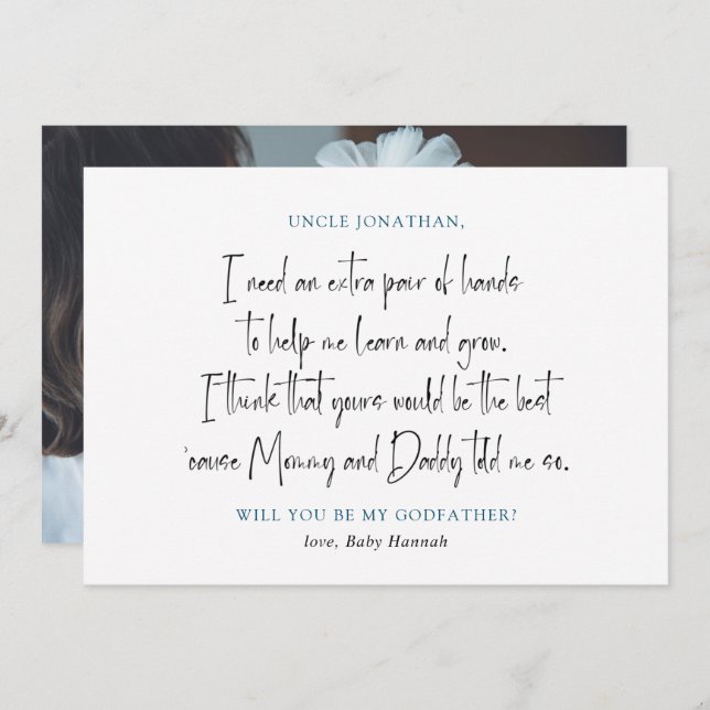 Simple Photo Godfather Proposal Invitation (Front/Back)