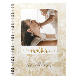 Simple Photo Gold Glitter Script Mummy Diary Notebook
