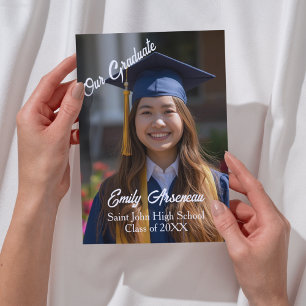 Simple Photo 'Grad Party ' Calligraphy Personalise Card