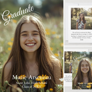 Simple Photo 'Graduate Announcement' Personalise Holiday Card