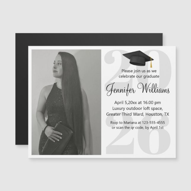 simple photo graduation 2025 party qr code magnet  (Front/Back)