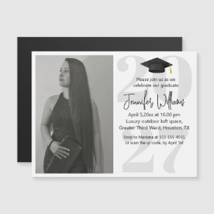 simple photo graduation 2027 party qr code magnet