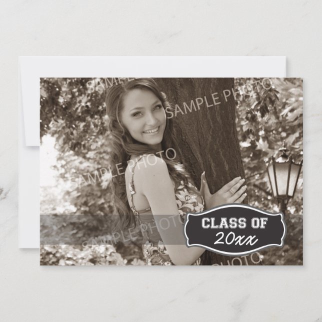 Simple Photo Graduation Announcement (black) (Front)