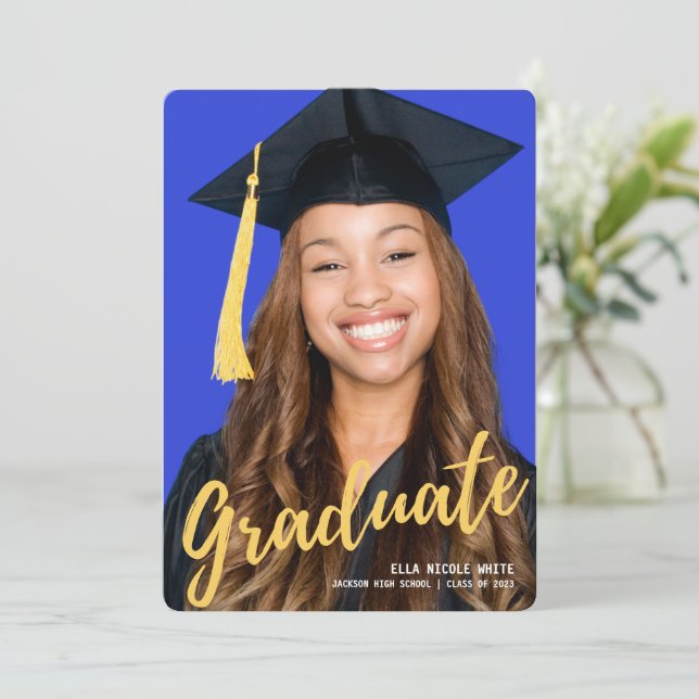 Simple Photo Graduation Announcement Card Custom (Standing Front)