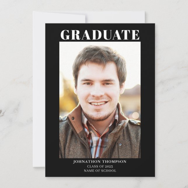 Simple Photo Graduation Flat Announcement Card (Front)