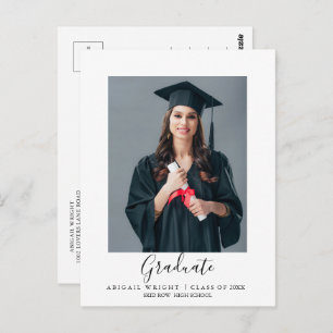 Simple Photo Graduation Graduate Thank You Postcard