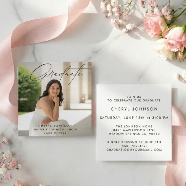 Simple Photo Graduation Invitation Enclosure Card (Creator Uploaded)