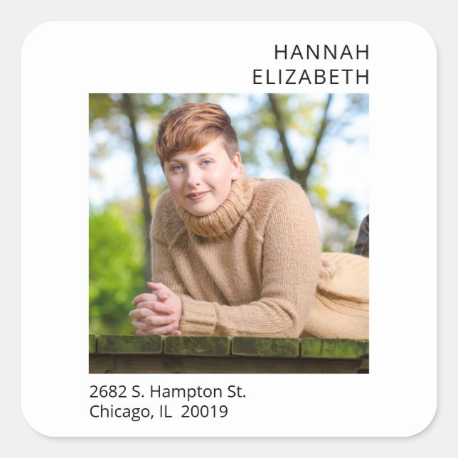 Simple Photo Graduation Return Address Label (Front)
