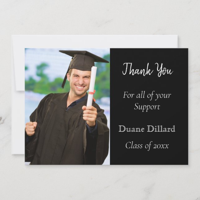 Simple Photo Graduation Thank You Card (Front)