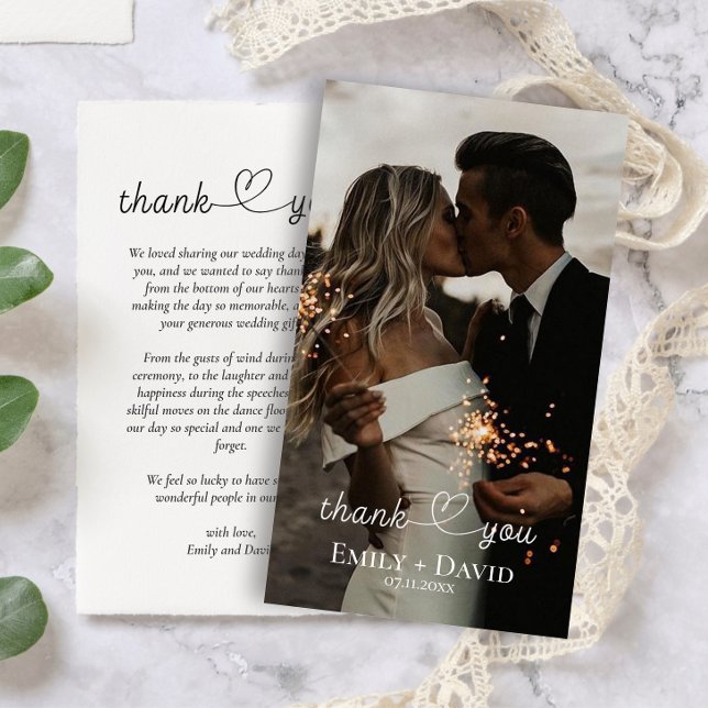  Simple Photo Hand-Lettered Wedding Thank You  Card (Creator Uploaded)