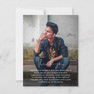 Simple Photo Handwritten Funeral Thank You Card