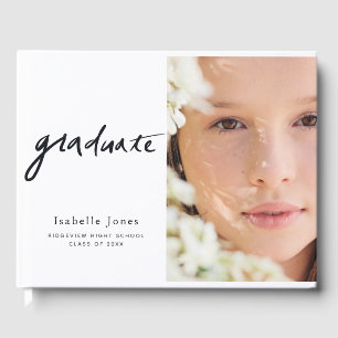 Simple Photo Handwritten Script Graduation Guest Book