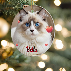  Simple Photo Hearts Pet CAT Personalise Ceramic Ornament