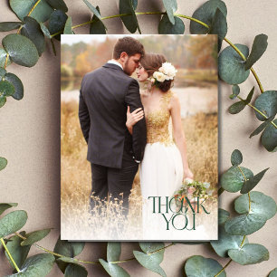 Simple Photo Hunter Green Wedding Thank You Postcard